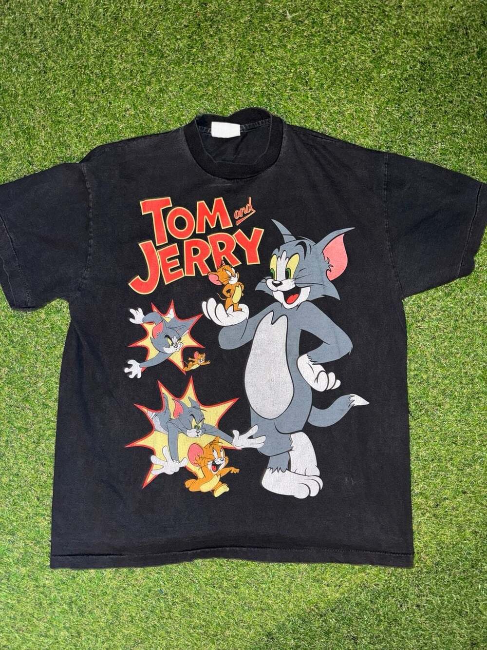 Vintage Tom And Jerry T-Shirt Black Graphic Cartoon Tee